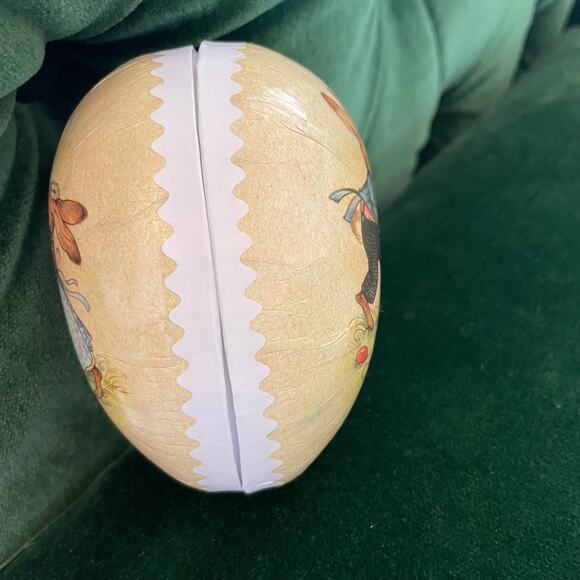 Vintage German Nestler Paper Mache Easter Egg 4.5X3 Candy Holder DANCING BUNNIES - Picture 5 of 10